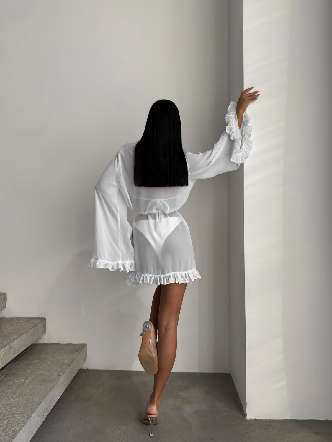 Шифоновая накидка, Белый, S/M