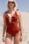 One-piece swimsuit with ruffles and open back, Terracotta, XS
