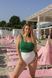 Two-tone one-shoulder swimsuit, Green, XS