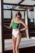 Two-tone one-shoulder swimsuit, Green, XS