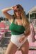 Two-tone one-shoulder swimsuit, Green, XS
