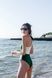 Two-tone one-shoulder swimsuit, Green, XS